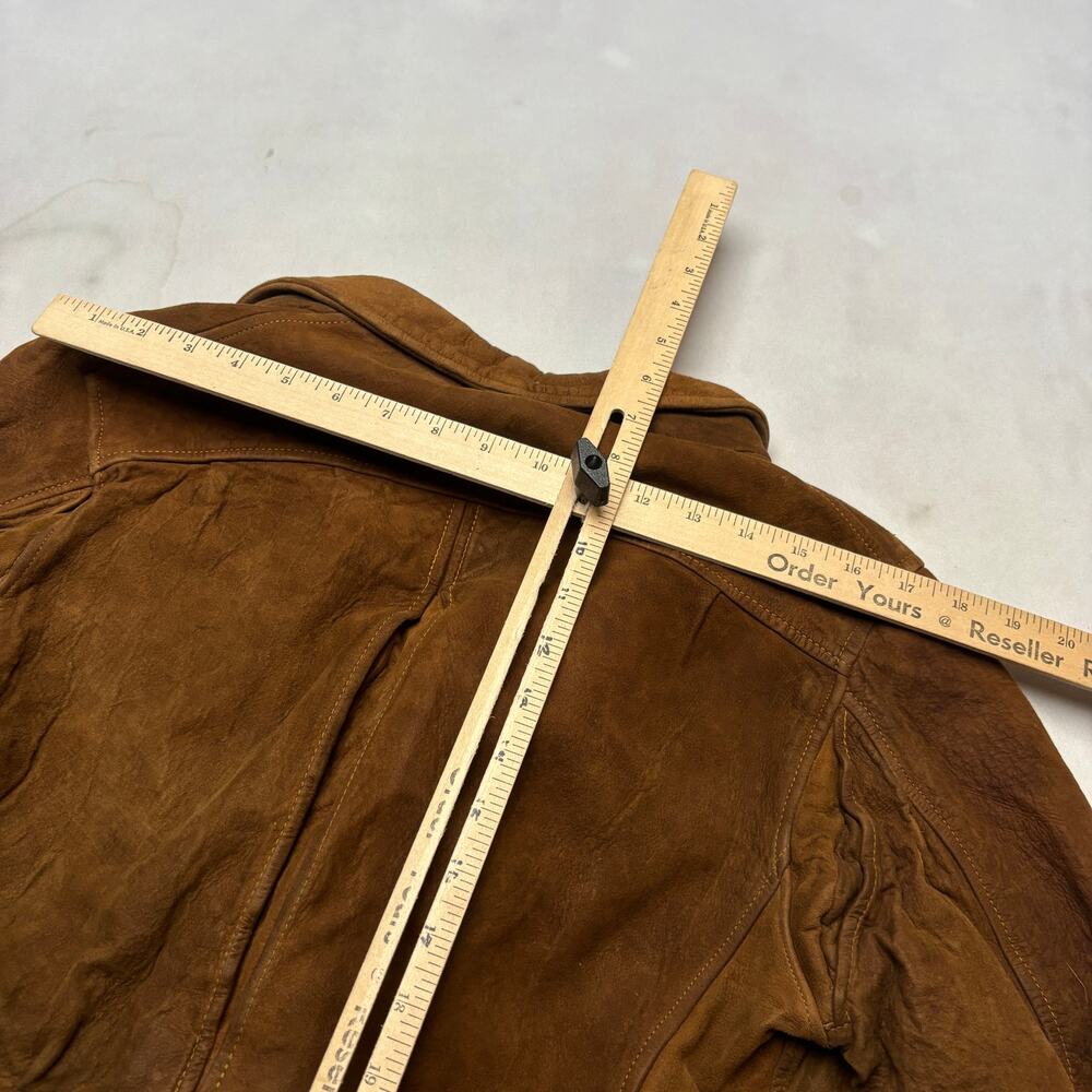 Vintage 30s Buckskin Chore Sports Coat Leather Jacket Mens 19.5x26 Western Retro - Picture 11 of 16